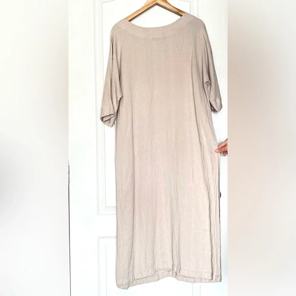 Soft Surroundings Boho Linen Blend Maxi Dress, L Lagenlook Oversized Resortwear - Picture 7 of 14